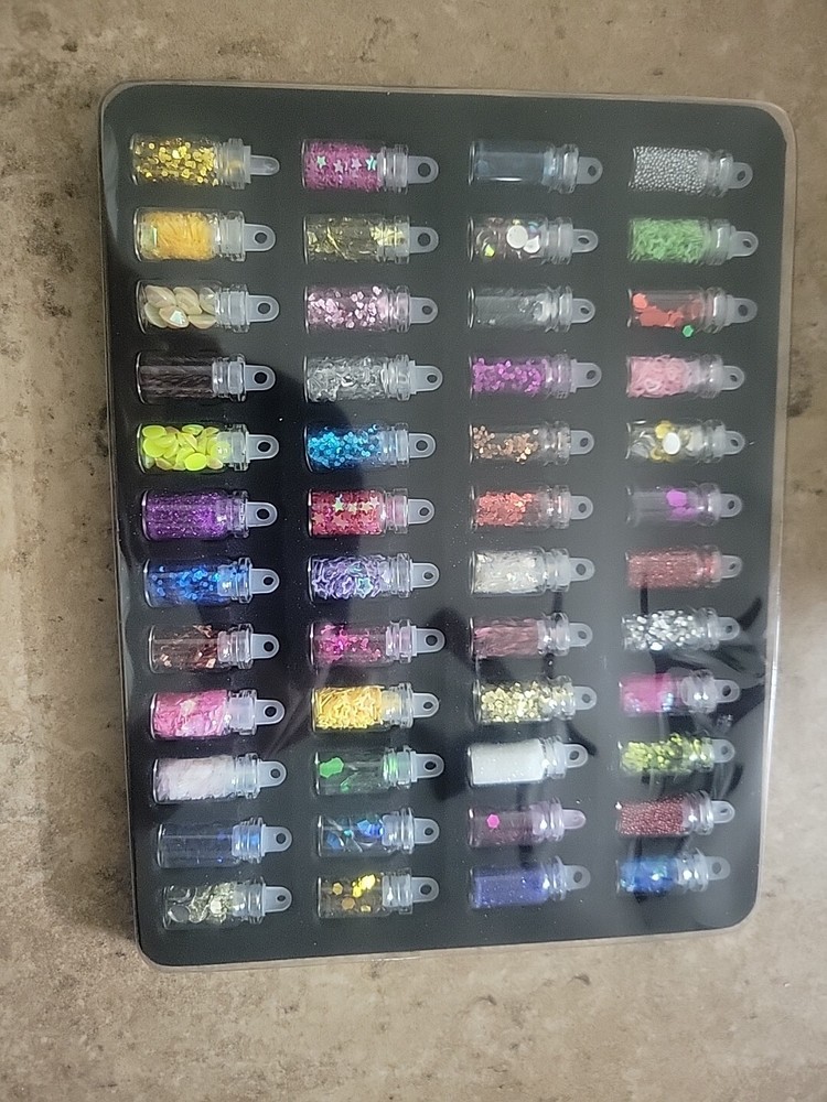 48 Tiny Bottles Of Glitter Chunky And Fine Assorted Variety Pack