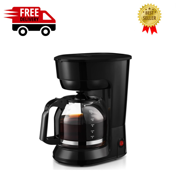 12 Cup  Black Coffee Maker with Removable Filter Basket