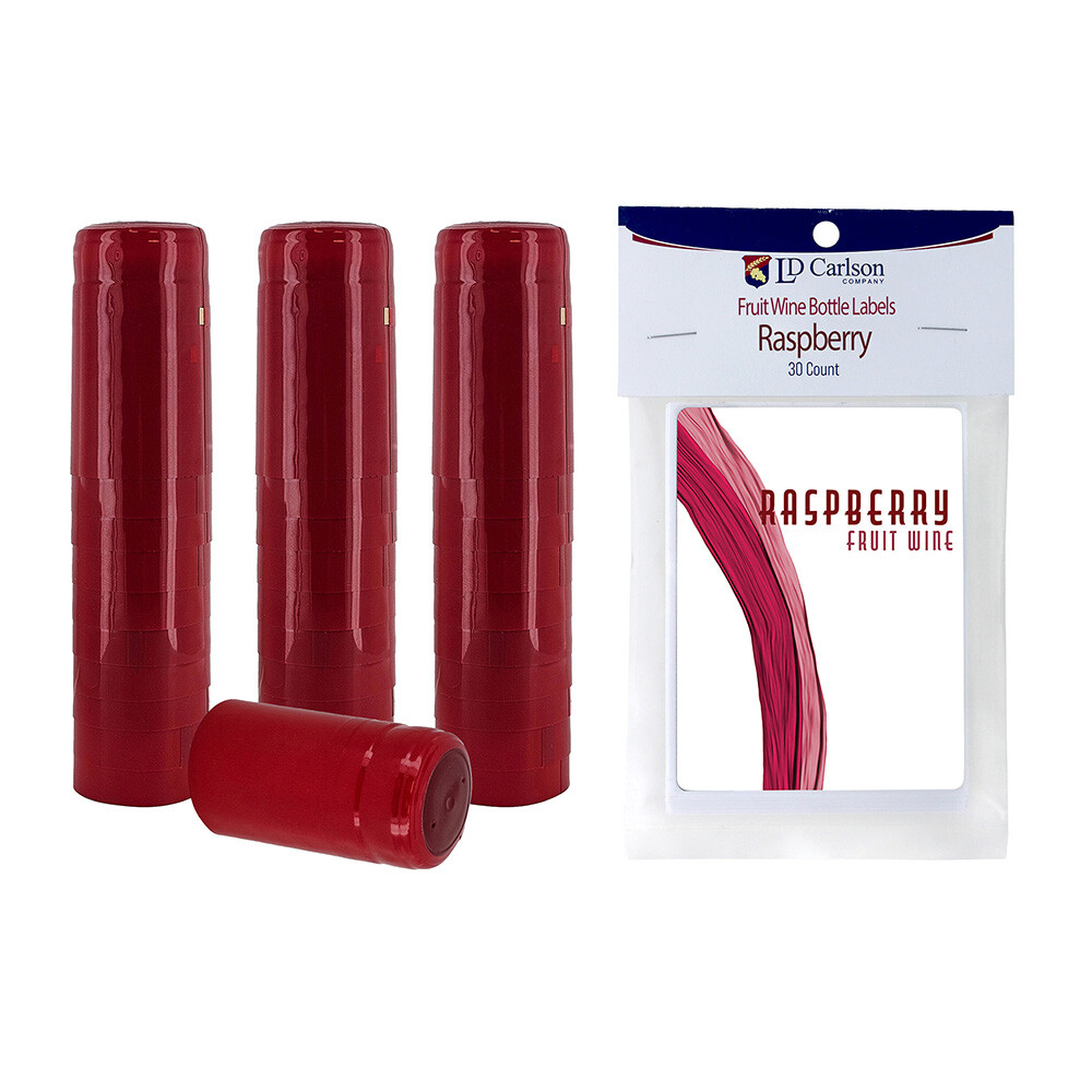 Professional Raspberry Fruit Wine Labels With Red PVC (30 count)