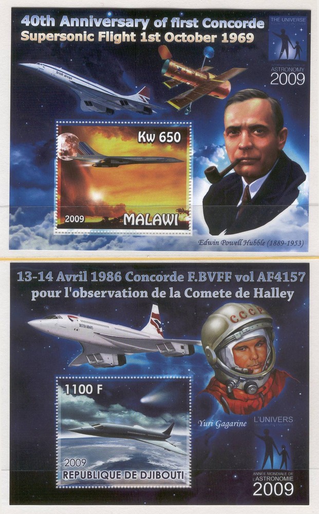 Lollini E59 Aviation CONCORDE Space E P Hubble Y Gagarin - 2 Sheets MNH 2009