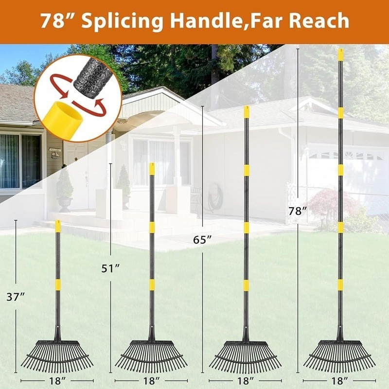Garden Cleanup Set Heavy Duty Rake Adjustable Handle Leaf Scoops & Bag New