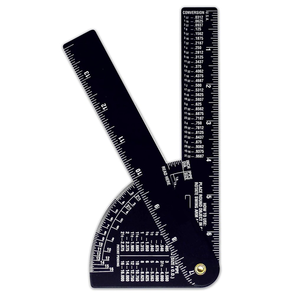 New Black Anodized Aluminum Pipe Diameter Caliper & Ruler