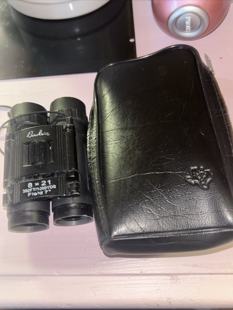 Binolux Black Binoculars 8mm x 21mm Compact w Case 5795