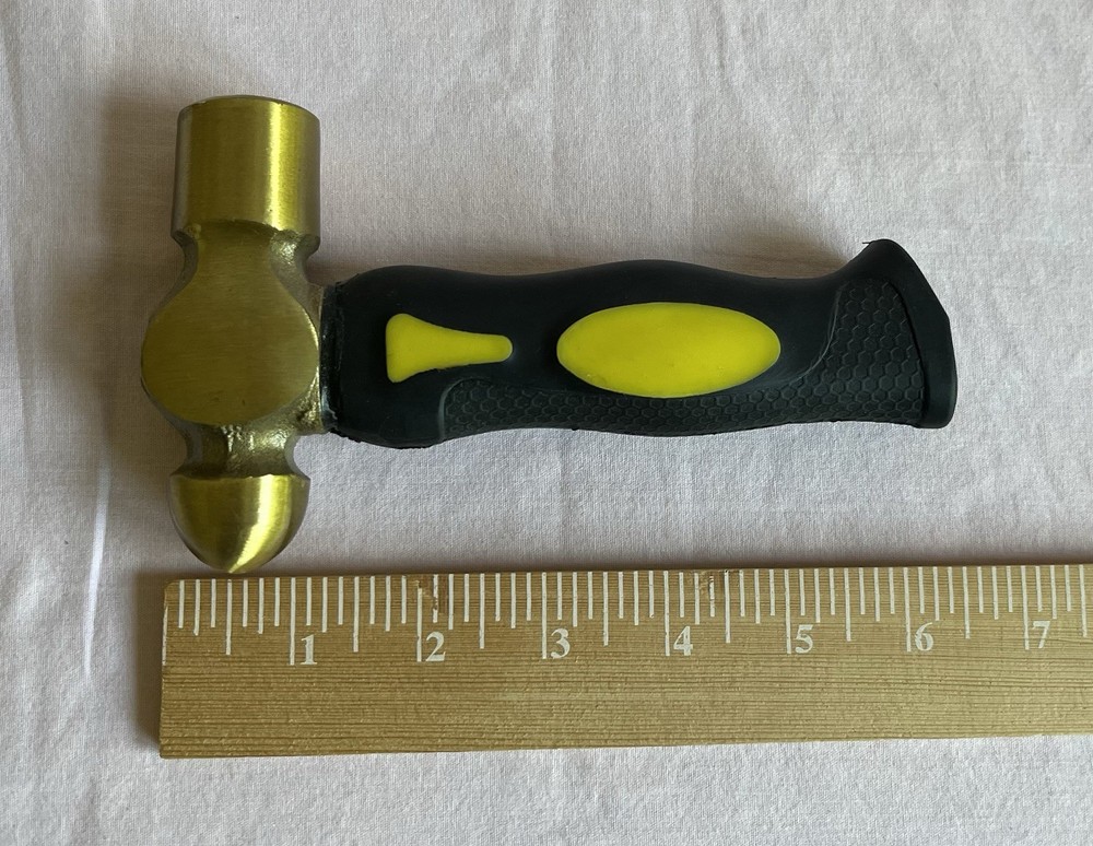 One Pound Stubby Solid Brass Ball Peen Hammer