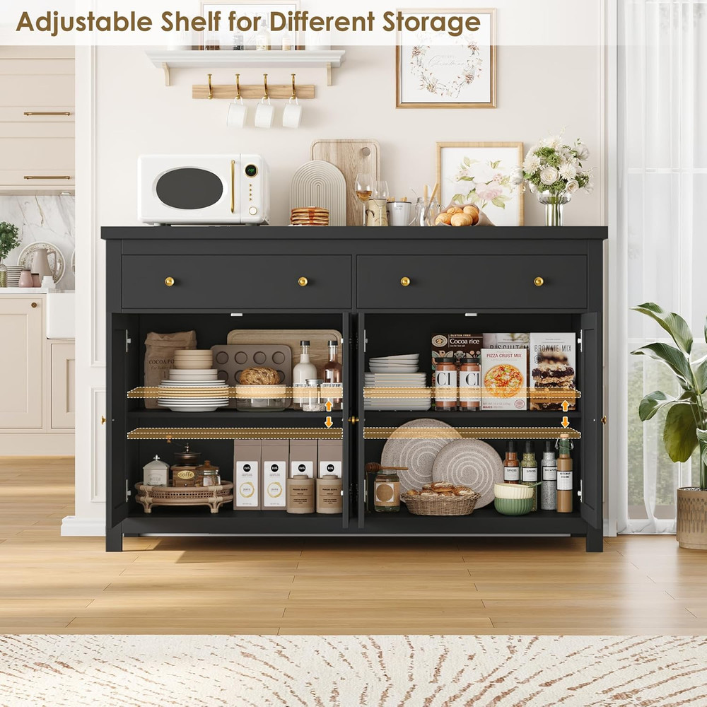 Sideboard Buffet Cabinet with Storage, 55" Large Kitchen Storage Cabinet with 2