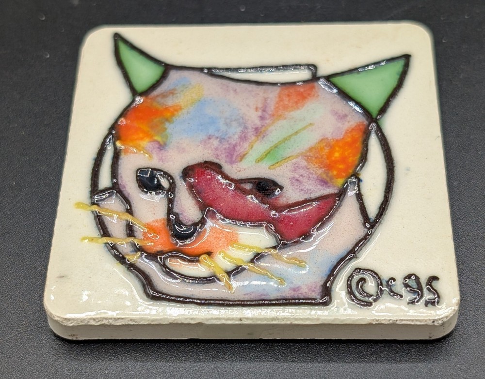 Claudia Sanchez Ceramic Tile Cat Refrigerator Magnet