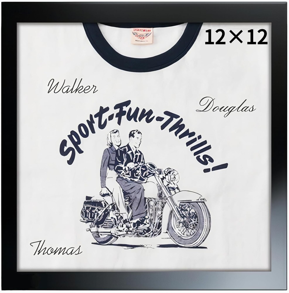 T-Shirt Display Frame for Front Graphics up to 12" x 12", Solid Wood Shadow B...