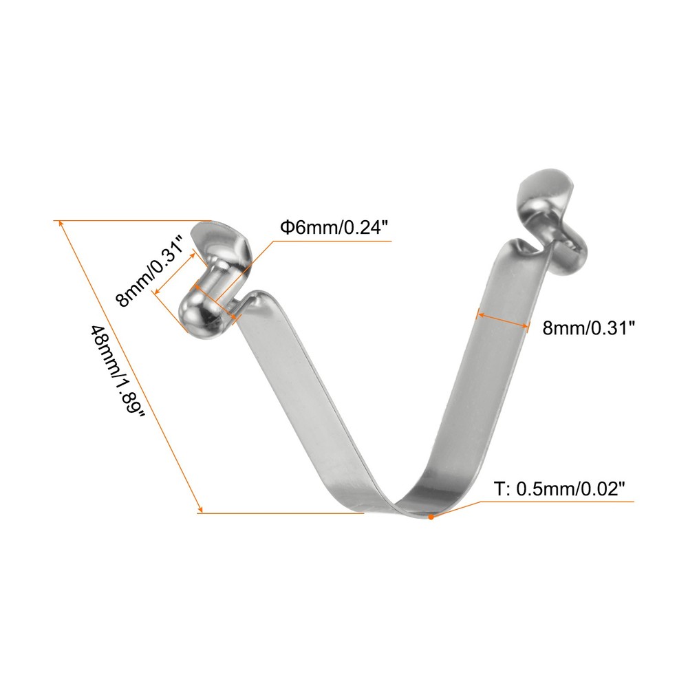 8pcs 6x9x48mm Double Button V-Shaped Paddle Snap Spring Clips Hollow Head