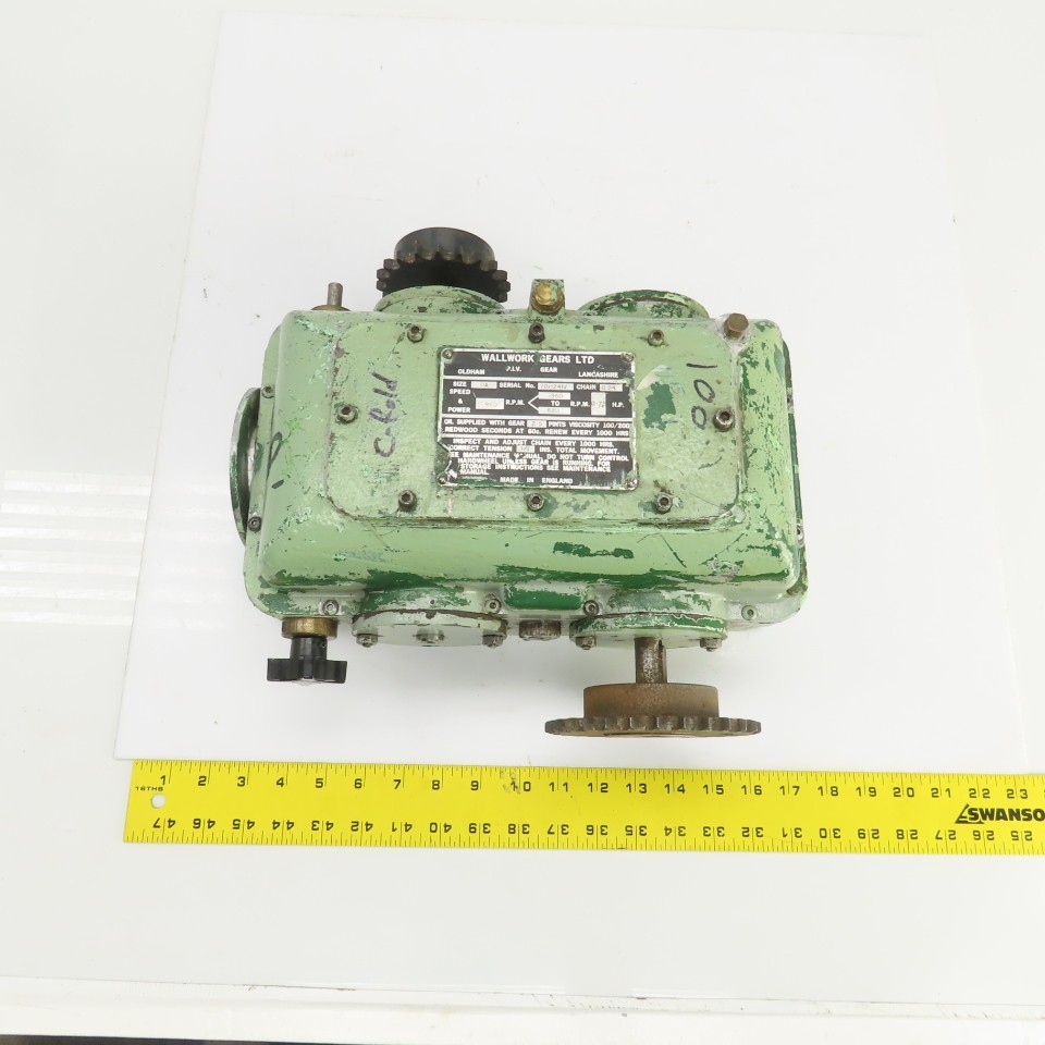 Wallwork Gears Size OA Mechanical Variator Chain Driven Gearbox Size OA 0.75 HP