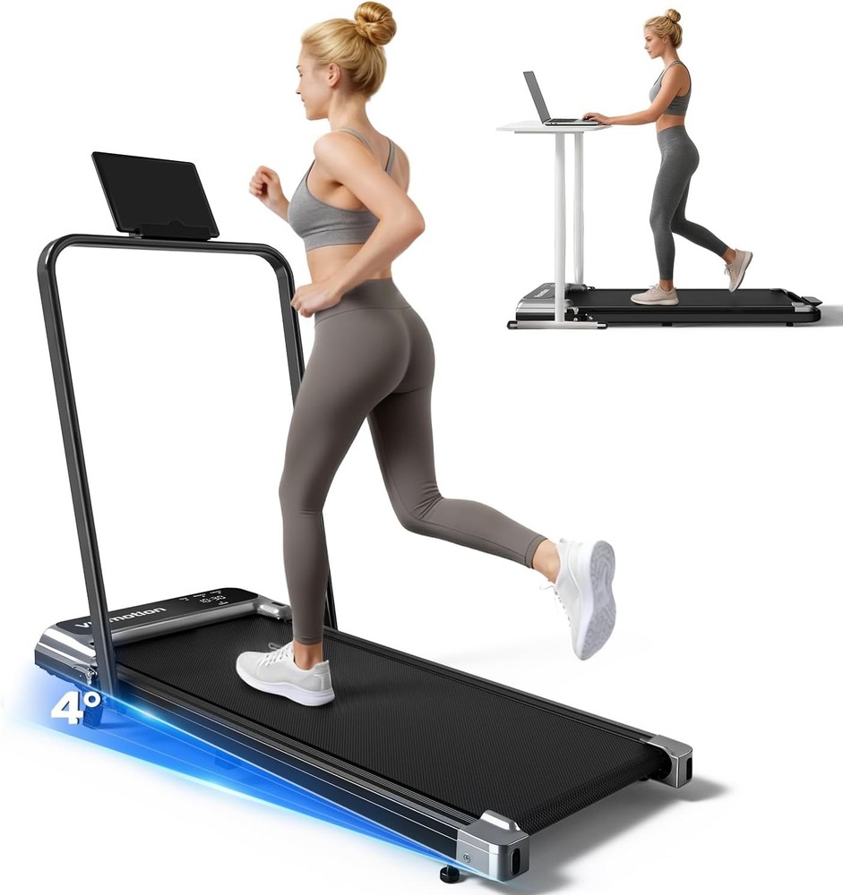 Walking Pad Treadmill with Handle Bar and Adjustable Incline, Compact Portable