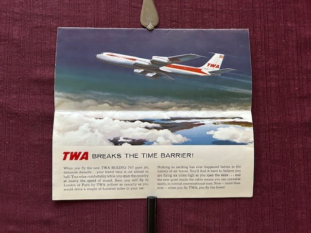 TWA Boeing 707 1959 Leaflet Brochure