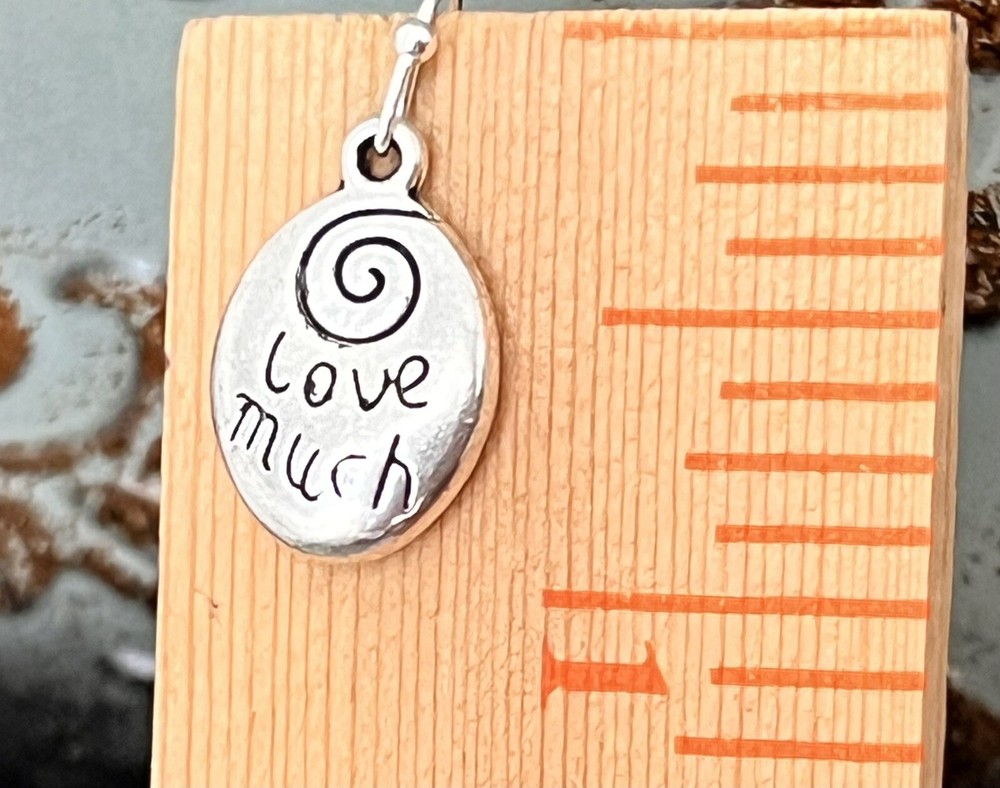 Silver Dangle Earrings. Love Much and Laugh Often. Reversible.