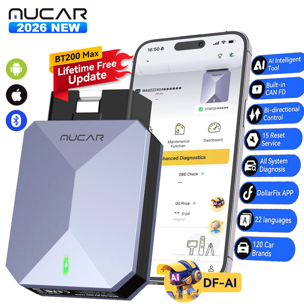 MUCAR BT200 MAX Auto OBD2 Scanner Full System AI Diagnostic Tool For Android/IOS