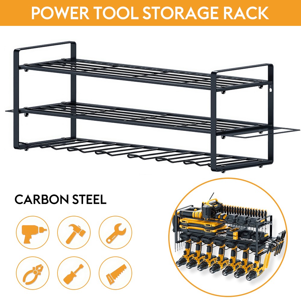 3 Layer Power Tool Organizer Wall Mounted Rack for Cordless Drill Storage Shelf