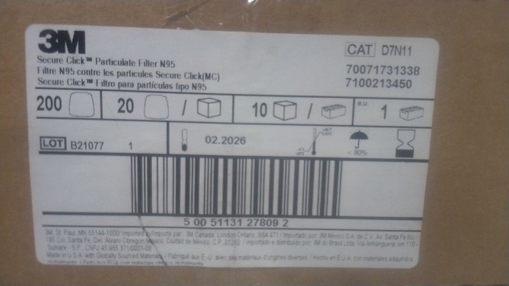 3M D7N11 200 Pk White N95 Filter