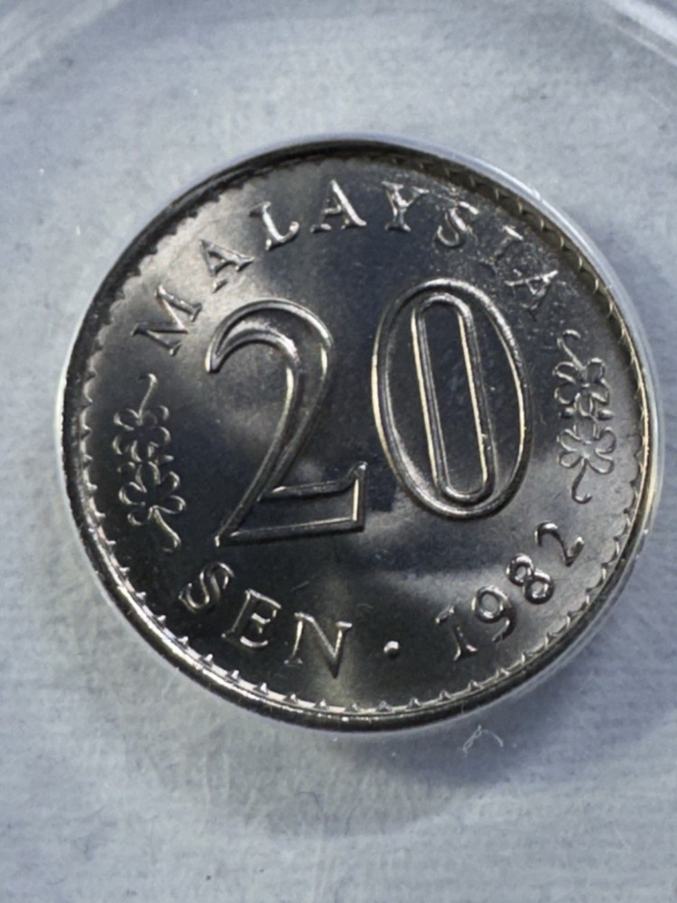 1982 Malaysia 20 Sen Graded MS 66 by ANACS