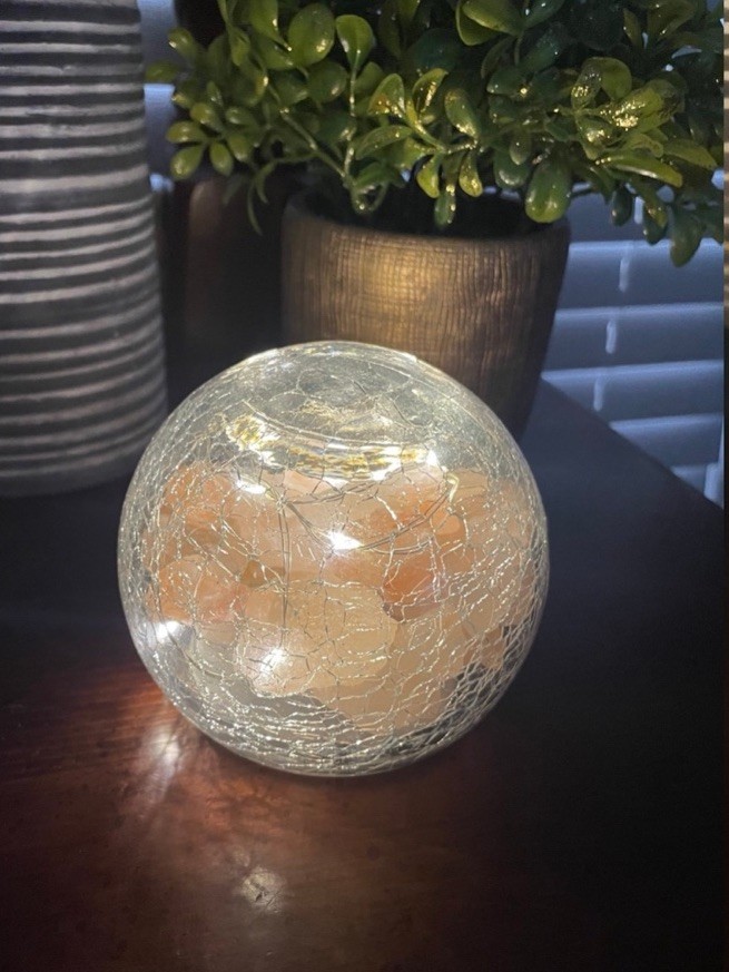 LED Crackle Globe with Himalayan Salt