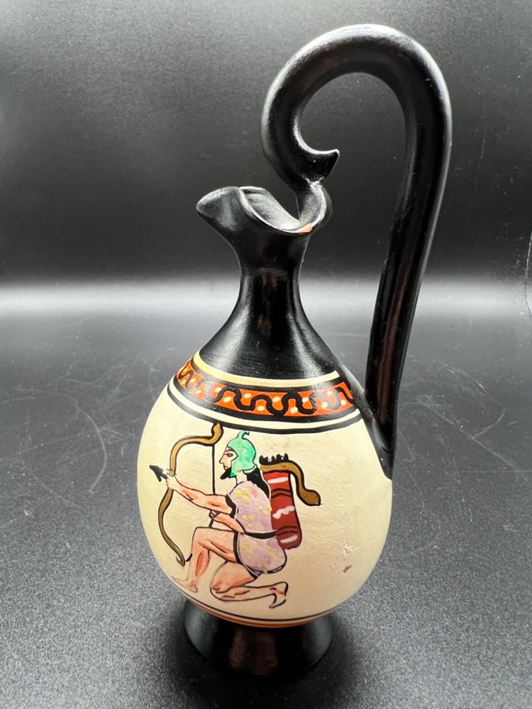 Hand Painted Greek Jug Pitcher Decor Piece Pottery