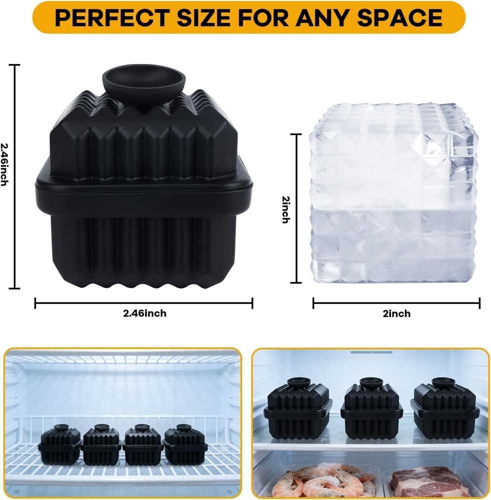 Large Silicone Ice Cube Tray (3 Pack),Whiskey Ice Cubes Mold,Make 2Inch Square I