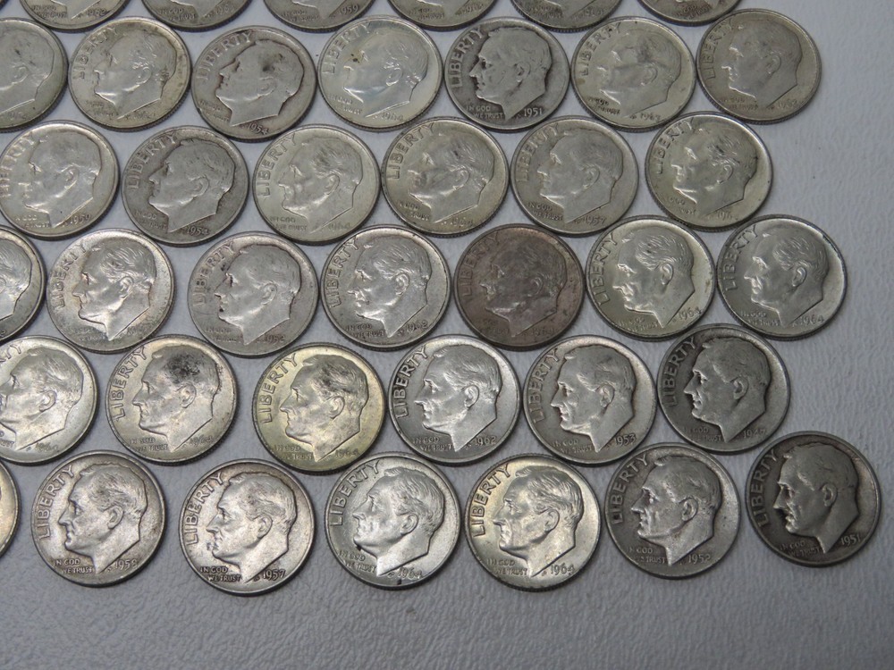 1960's Silver Dimes - 53 count, 84.61 dwt