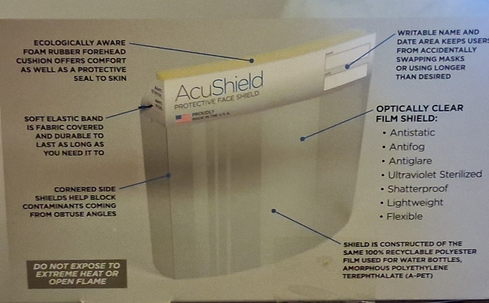 NEW AcuShield Protective Face Shields Package of 24