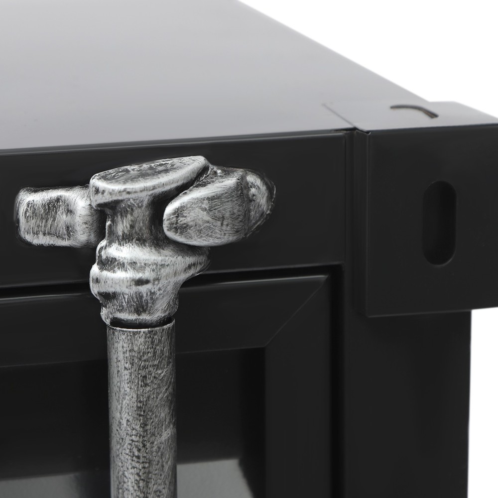 15.7*15.7*19.7in Iron Black& Silver Container Cabinet Rectangle Bedside Table