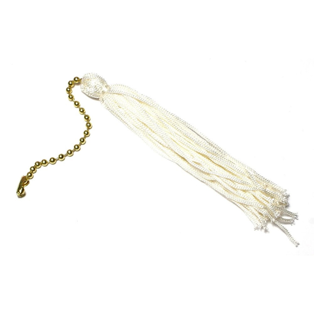 5" White Colored Ball Chain Tassels (3 pcs.)