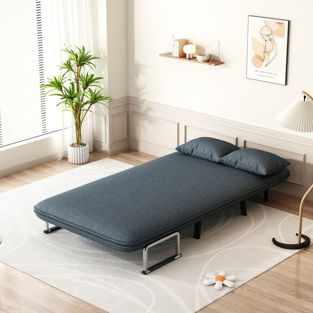 39'' Convertible Sleeper Sofa Bed Velvet Sofa Couch with Pull Out Bed & Pillow