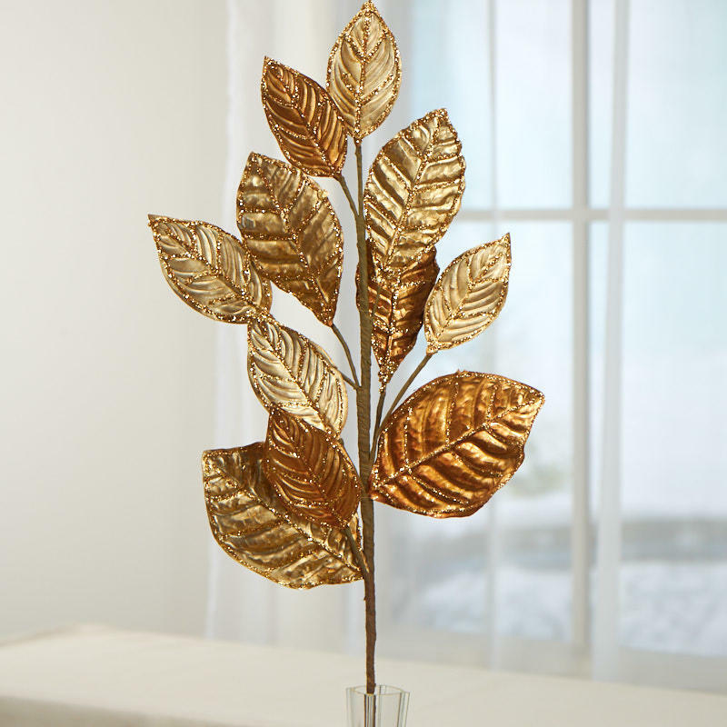 Metallic Gold Copper Artificial Leaf Spray