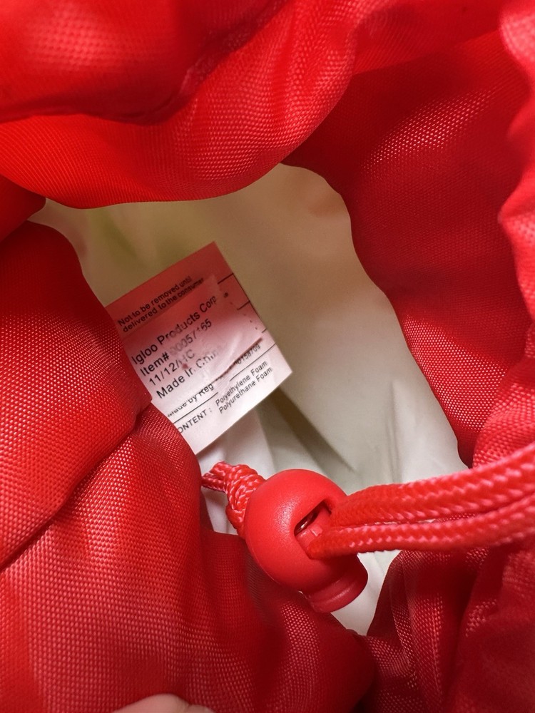 Igloo Canvas Insulated Wine Bottle Cooler Bag Rope Handle Drawstring Red