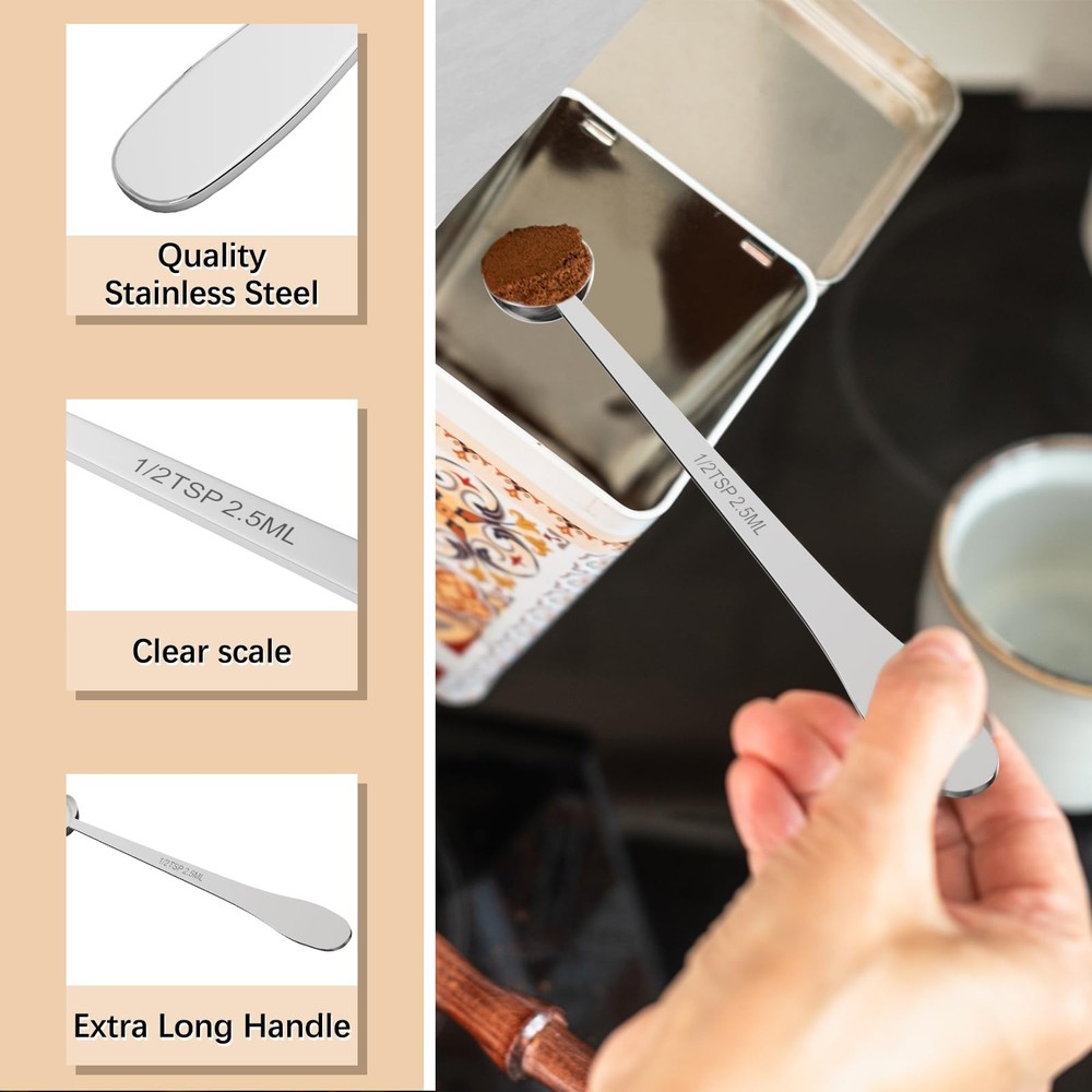 2PCS 1/2 Teaspoon(1/2tsp, 1/6tbsp, 2.5 ml) Single Measuring Spoon, Extra-long...