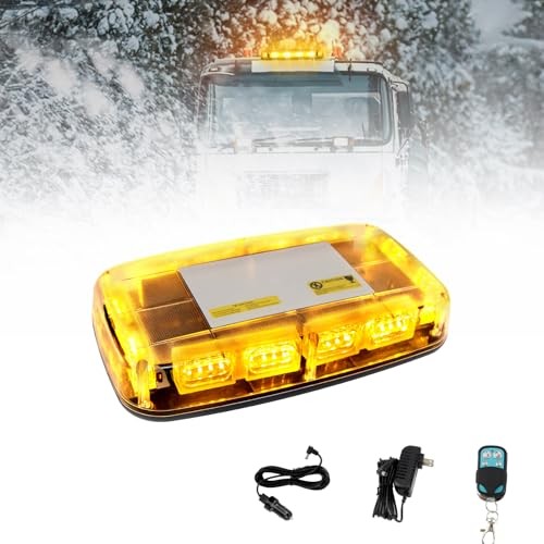 Rechargeable Amber Emergency Strobe Light Wireless Battery, 48 LED 17 Flashing