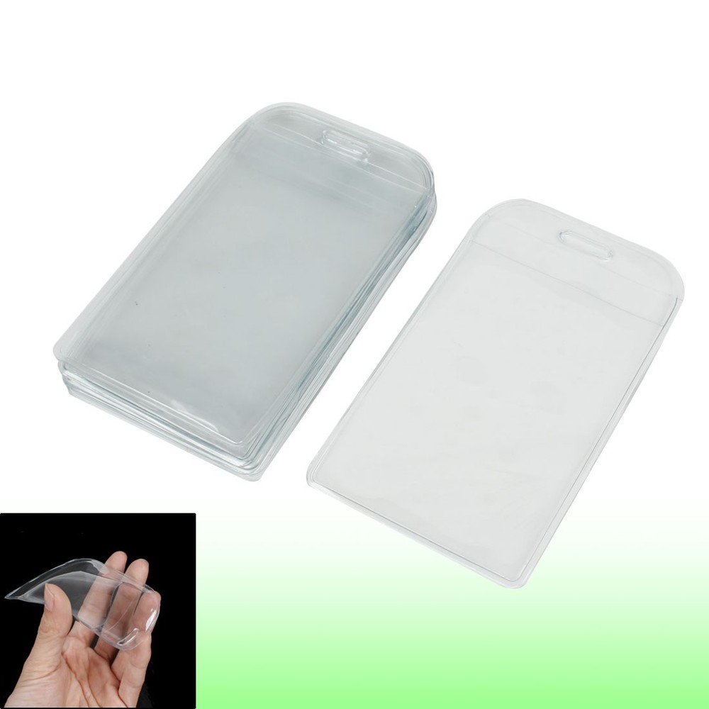 Office   Plastic Vertical Work Licensing ID Badge Card Holder Clear 10 Pcs