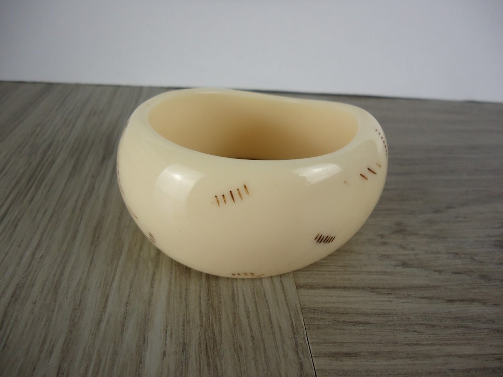 Chunky Asymmetrical Cream Bangle Bracelet Unique Statement Jewelry