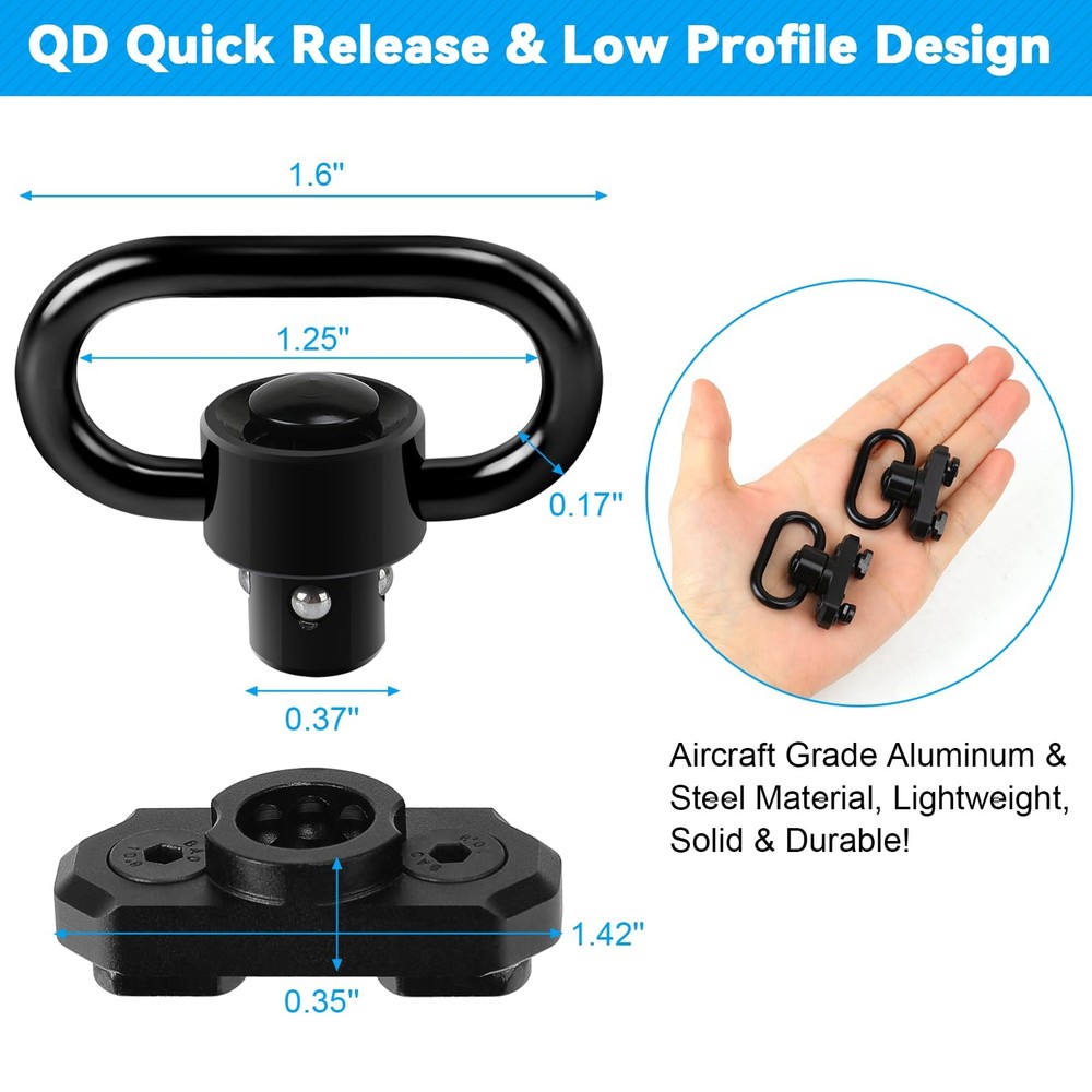 REERON 2 Point Sling & Mount - Adjustable Extra Long Two ‎Black