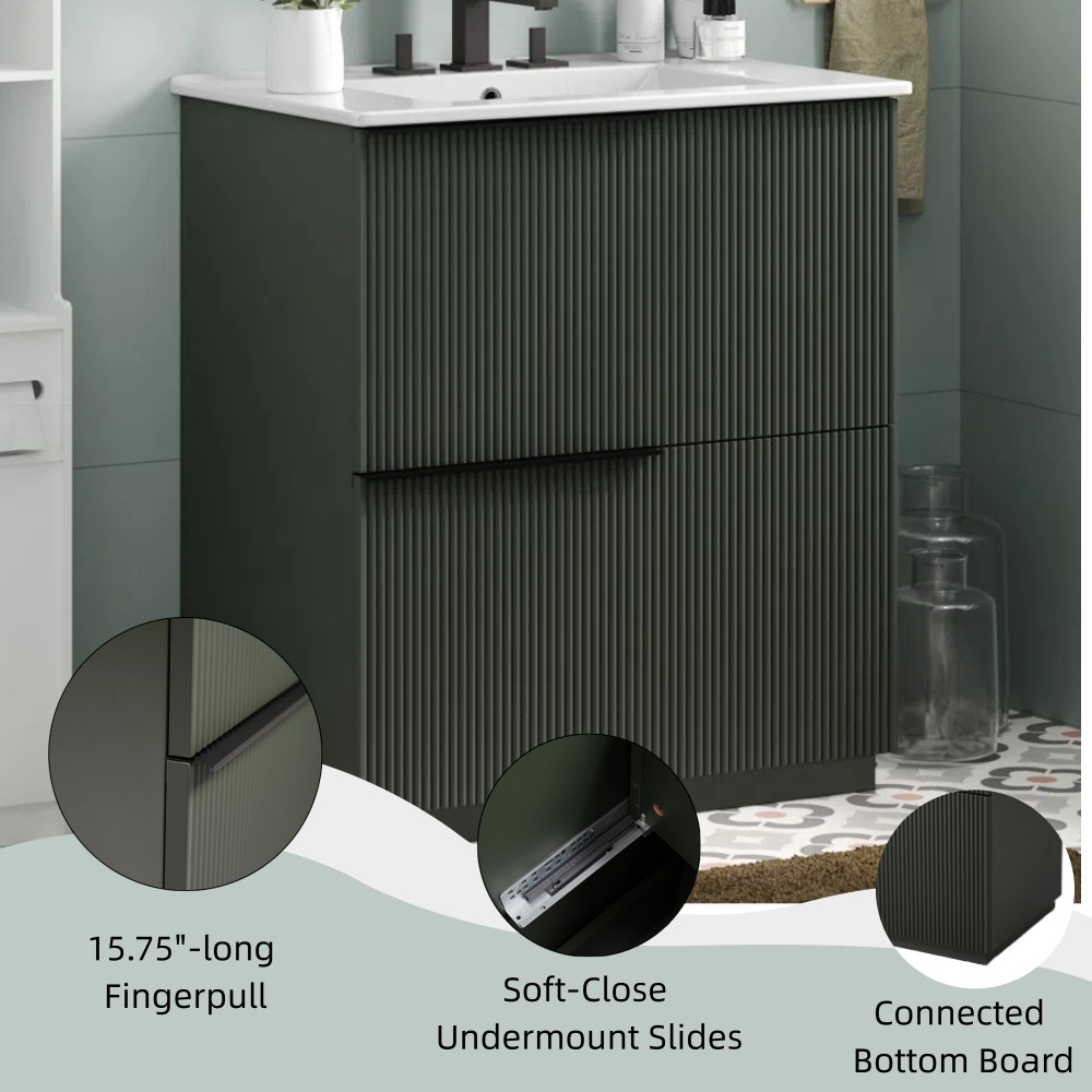 Bathroom Vanity W Ceramic Sink Full Extension Drawers