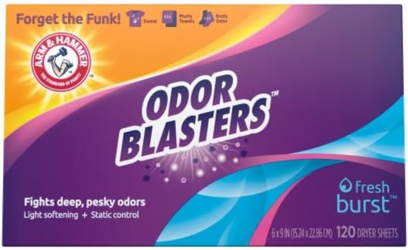 Odor Blaster Dryer Sheets - Fresh Burst, 120 Count for Softness & Static Control