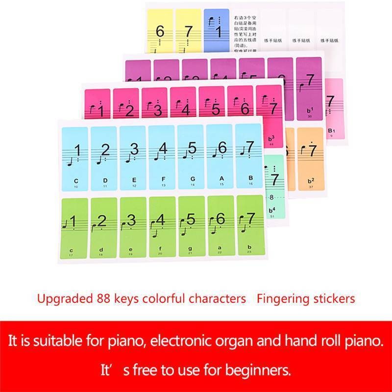 1Set 88-Key Electronic Keyboard Piano Learning Key Beginner Note Sticker Labels;