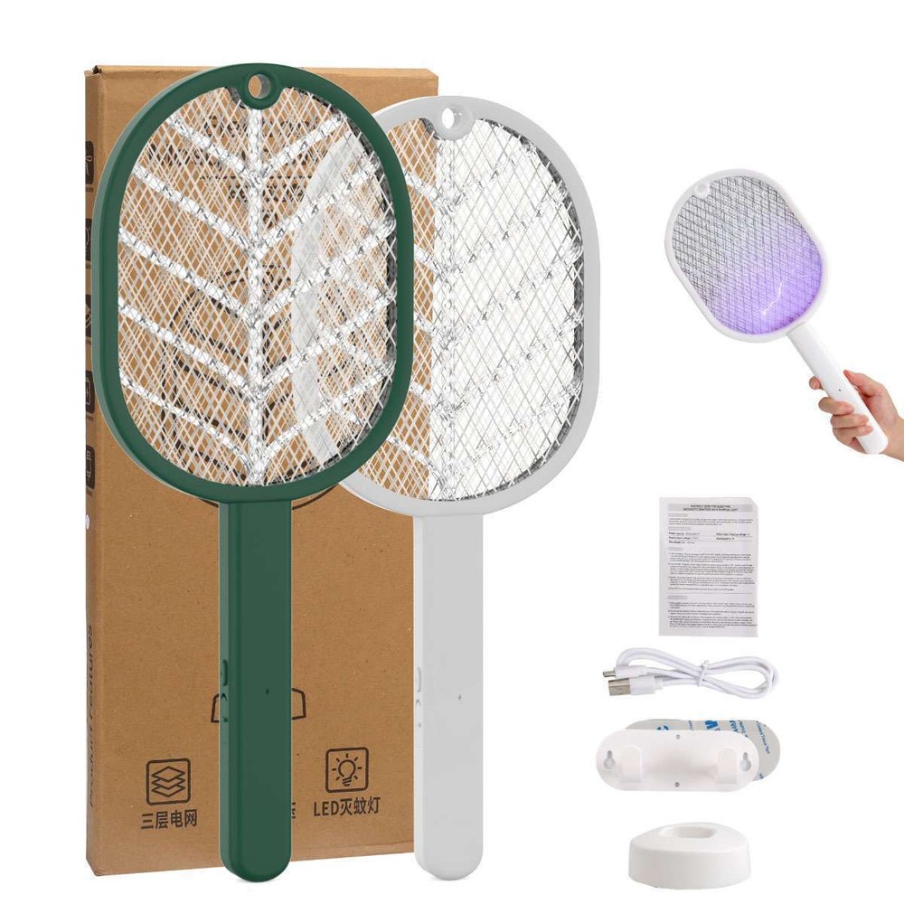 Rechargeable Handheld USB Mosquito Fly Swatter Zapper Killer Bug Insect Racket