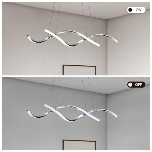 Modern LED Chandelier Dimmable Hanging Ceiling Light Pendant Light Silver