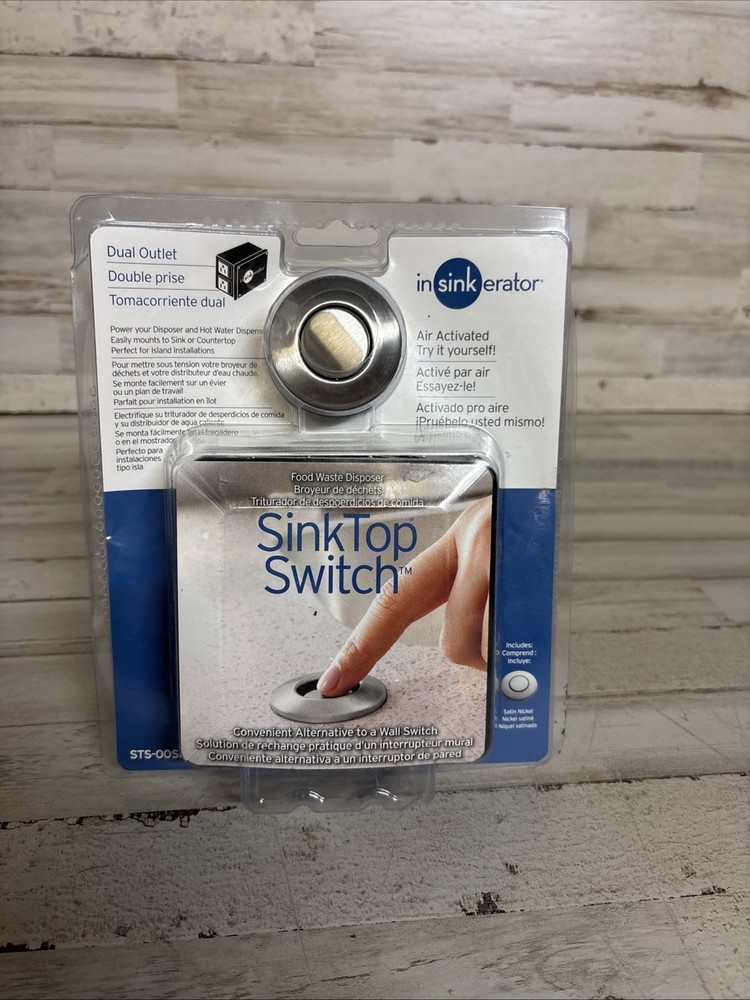 InSinkErator SinkTop Switch 7.5in Satin Nickel Garbage Disposal Air Switch
