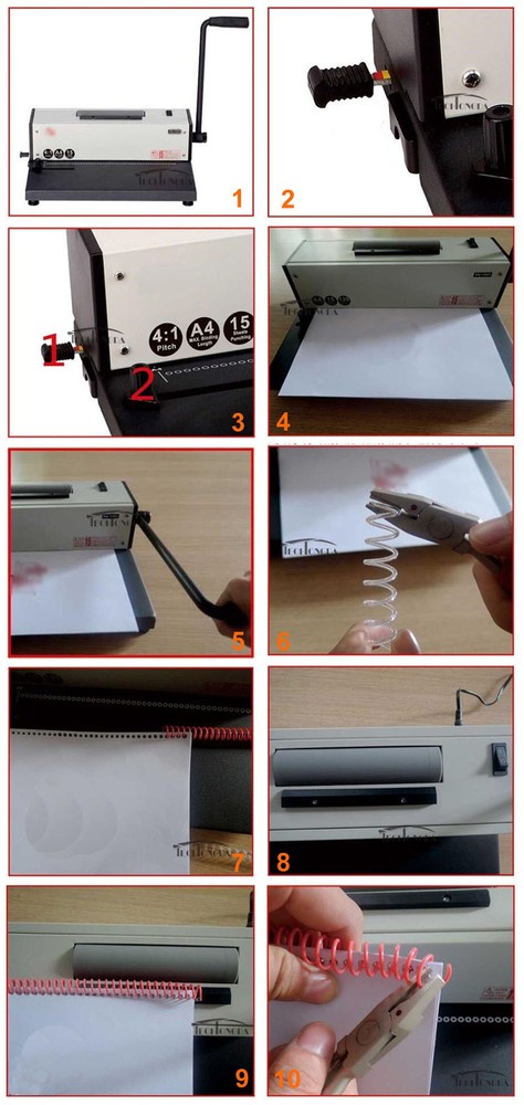 110V Desk Calendar Notebook Maker Plastic Spiral Coil Binding Machine Binder