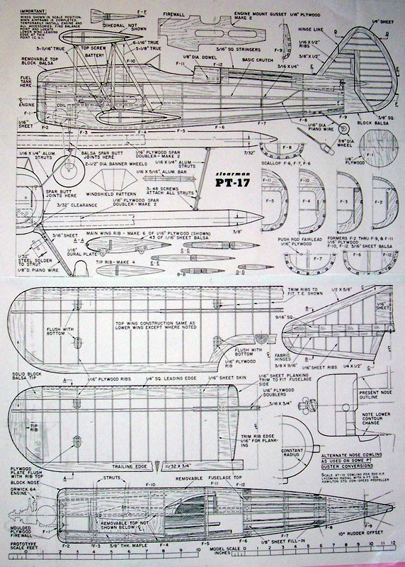 Air Trails PT-17 PLAN for 38" Scale Stunt Model Airplane