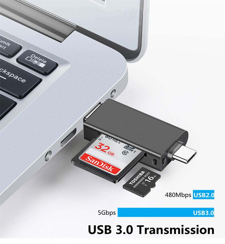 Micro SD Card Reader Adapter to USB 3.0 Type C Samsung Apple Iphone Ipad Macbook