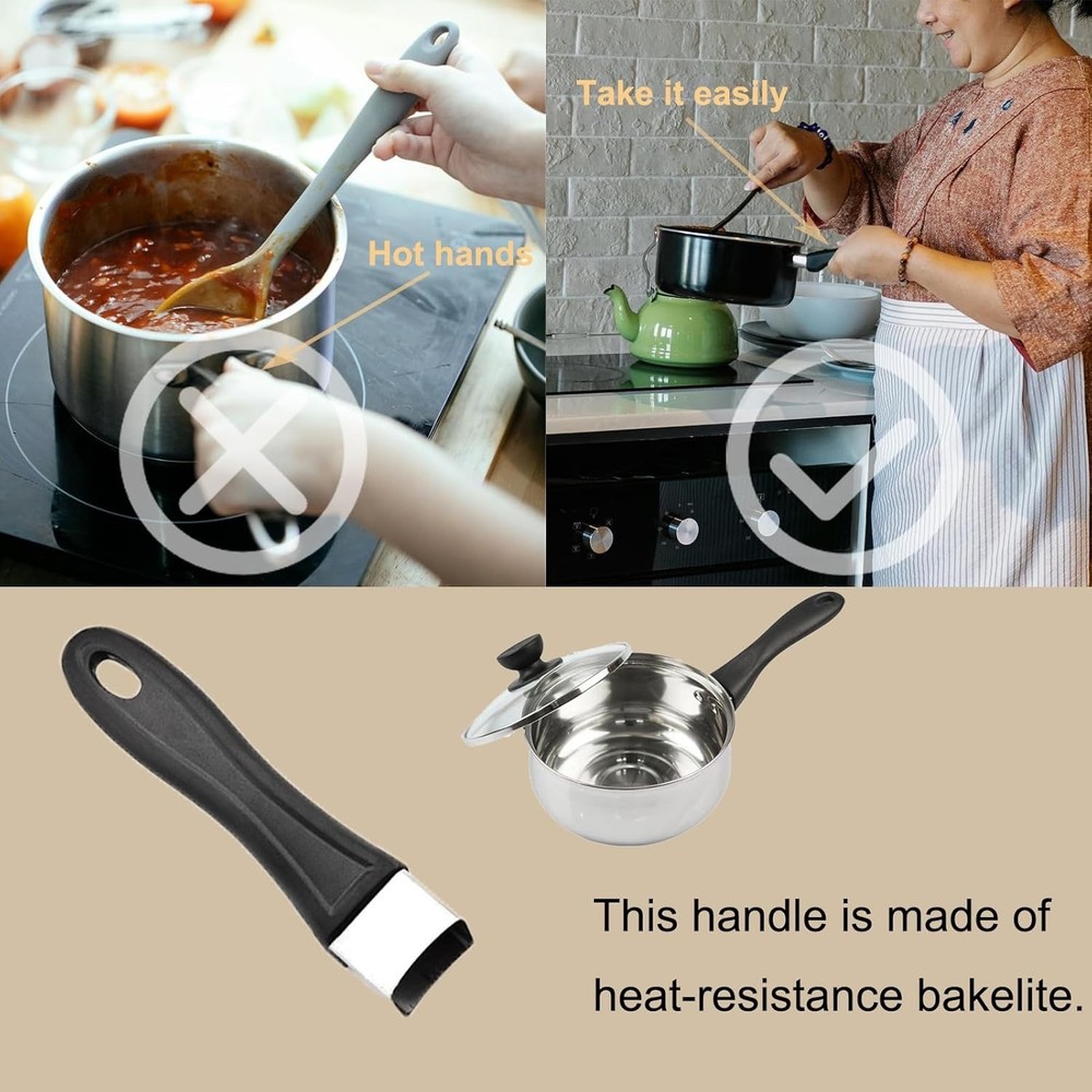 Bakelite Nonstick Pan Handle Stainless Steel Handle Black 6.5inch