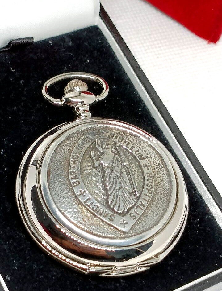A E Williams Mens Pewter Insert Religious Theme Pocket Watch - VGC/Working