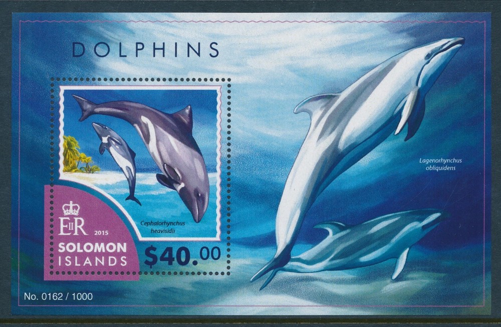 2015 SOLOMON ISLANDS DOLPHINS MINI SHEET ($40) FINE MINT MNH