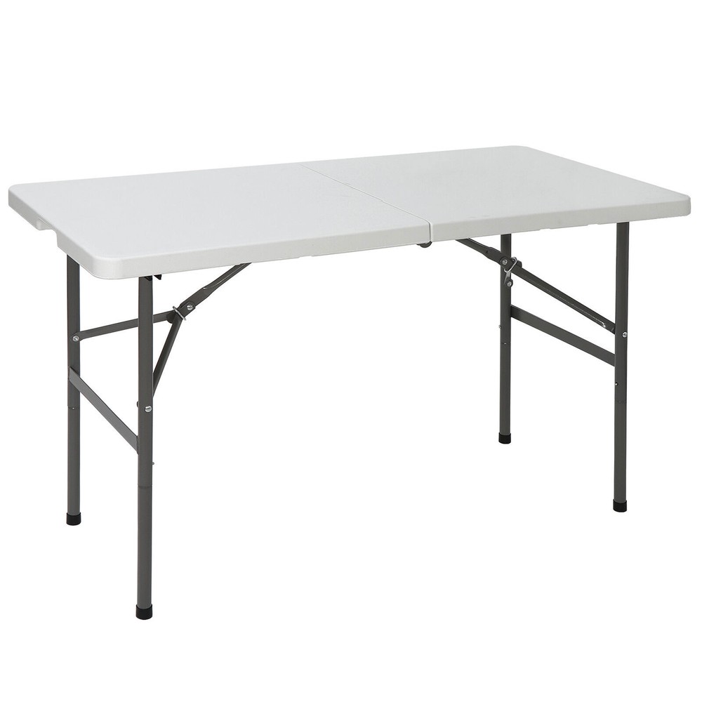 Durable 4" Plastic Picnic Party Folding Table Camp Dining White Patio Table