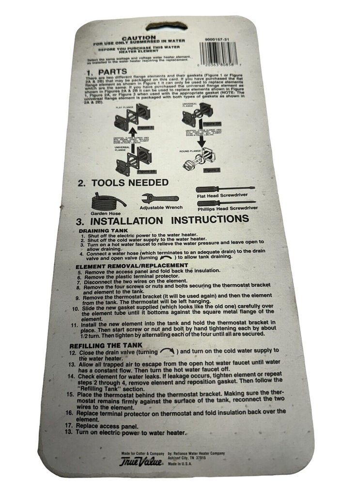 Master Plumber 9000157 Electric Water Heating Element, 1500 Watt, 240V, 9224