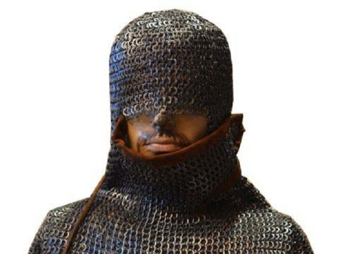 Coif /Hood Flat Riveted Solid Ring Integrated Coif Leather Ventail Mittens Gift